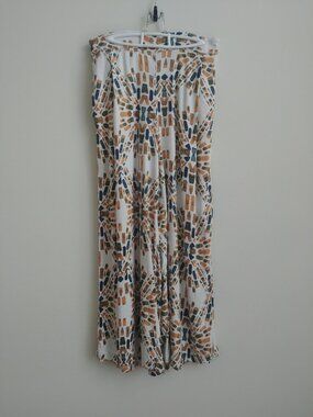 Free People relaxed fit Medium viscose linen blend wide leg cream pants